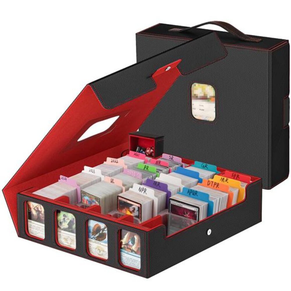 Card Storage Box 3200+ MTG Deck Box with 30 Colorful Divider, 4 Row Commander